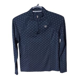 Ariat TEK Heat Series Long Sleeve Shirt in Navy/Polka Dots Size 10 (Med)